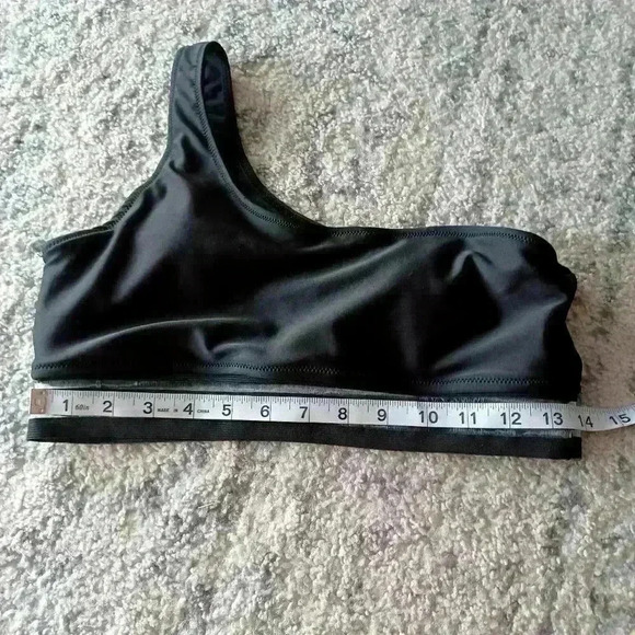 Shein Womens Black Floral 2 Piece One Shoulder Swimsuit L - Picture 14 of 16